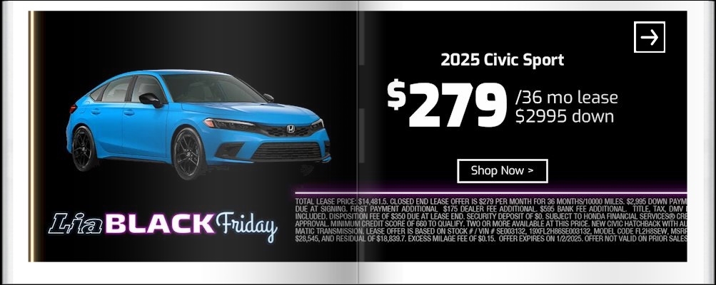 Lia Black Friday - Honda Kingston
