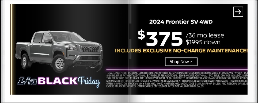 Lia Black Friday - Nissan Saratoga