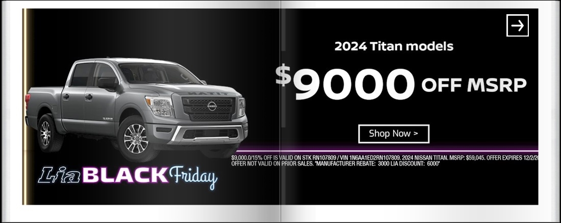 Lia Black Friday - Nissan Saratoga