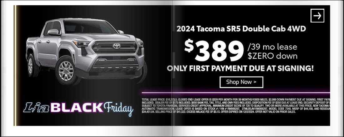 Lia Black Friday - Toyota Saratoga