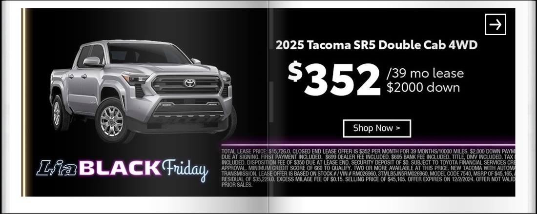 Lia Black Friday - Toyota Wilbraham