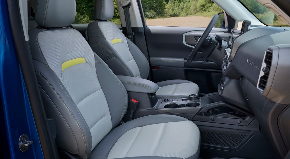 Side view of the front seats in a 2025 Ford Bronco Sport for sale in Rhinebeck.