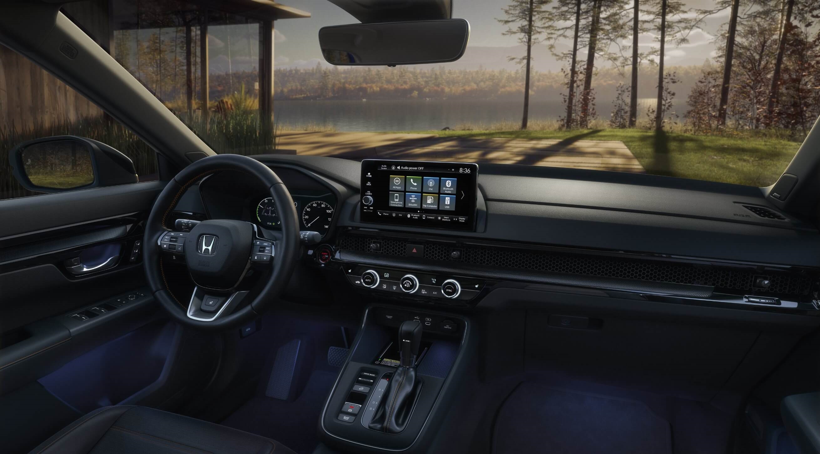 The dashboard of the Honda CR-V, showcasing high tech features