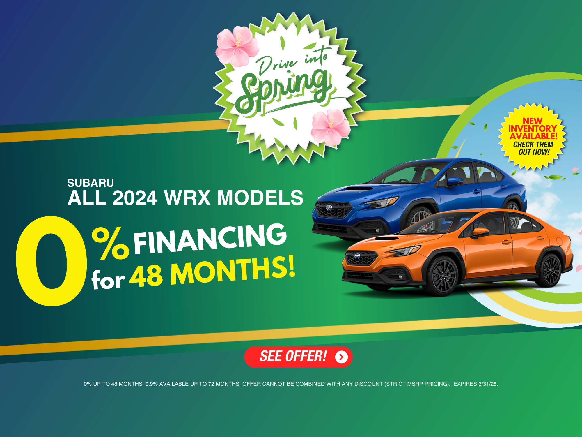 0% APR on in stock WRX