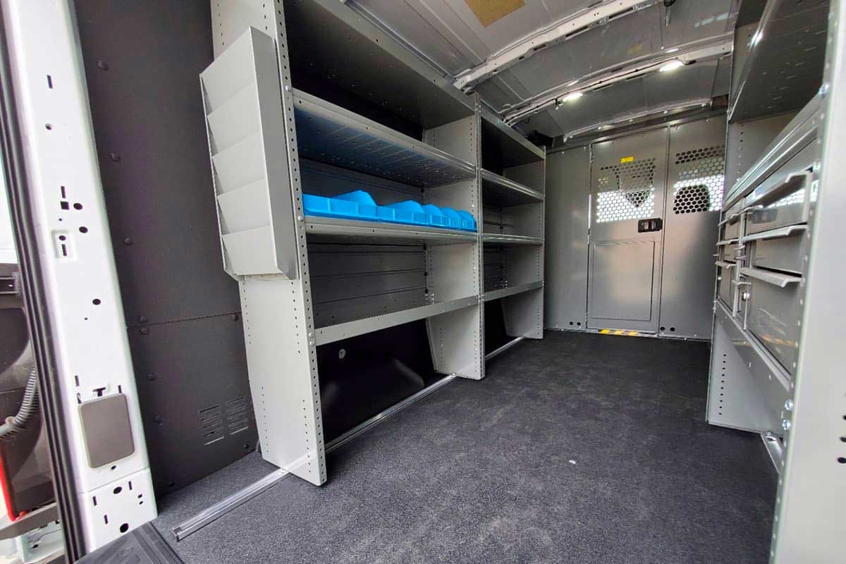 Electrician Van Shelving Upfit on Transit-250