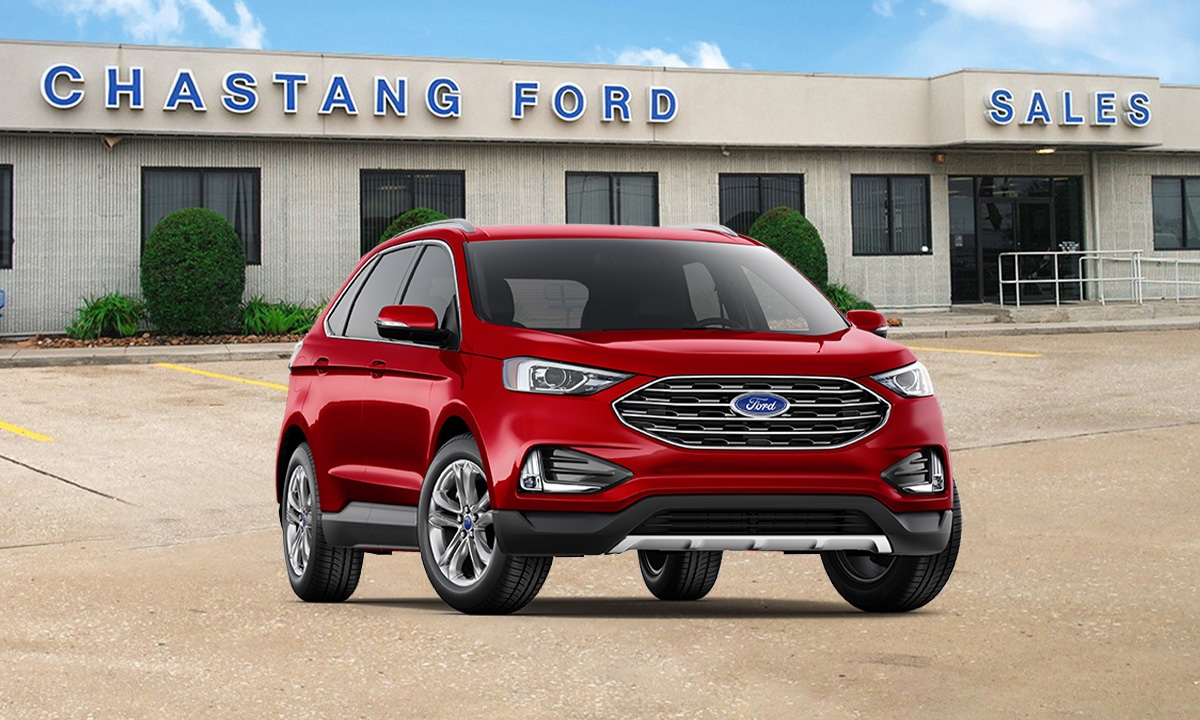 2024 Ford Edge SEL shown in Rapid Red