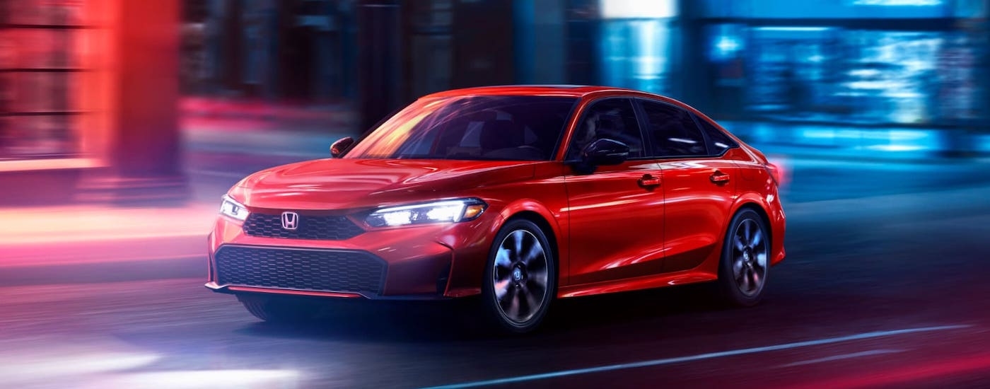 A red 2025 Honda Civic after leaving a Honda dealer near Hialeah.