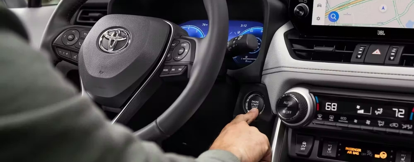 Push button start in a 2023 Toyota RAV4.
