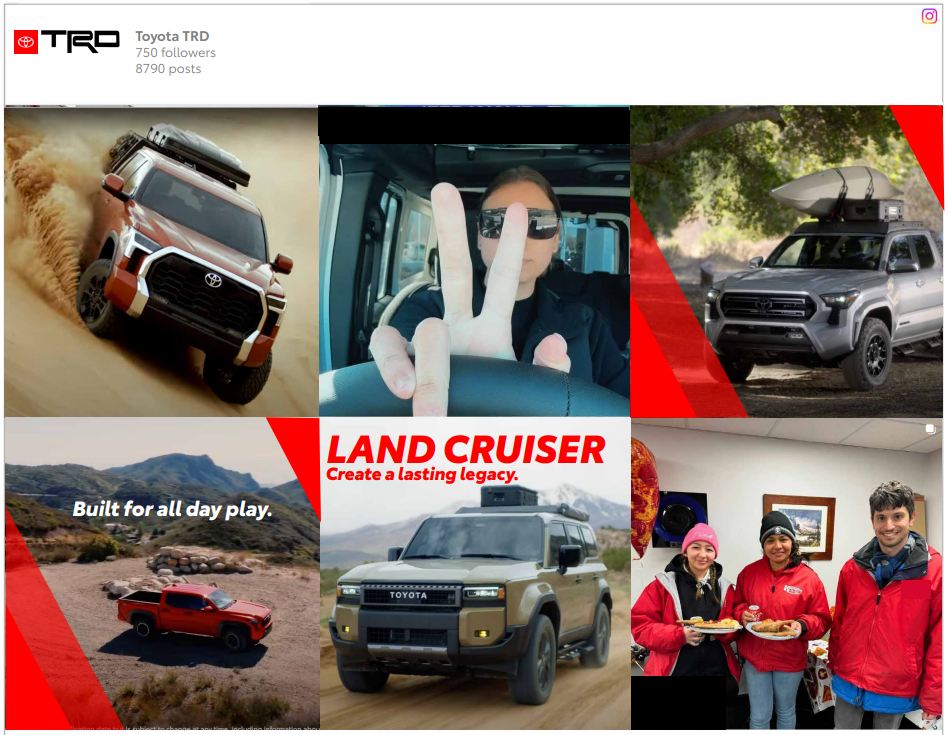 Follow Toyota Racing Development on Instagram