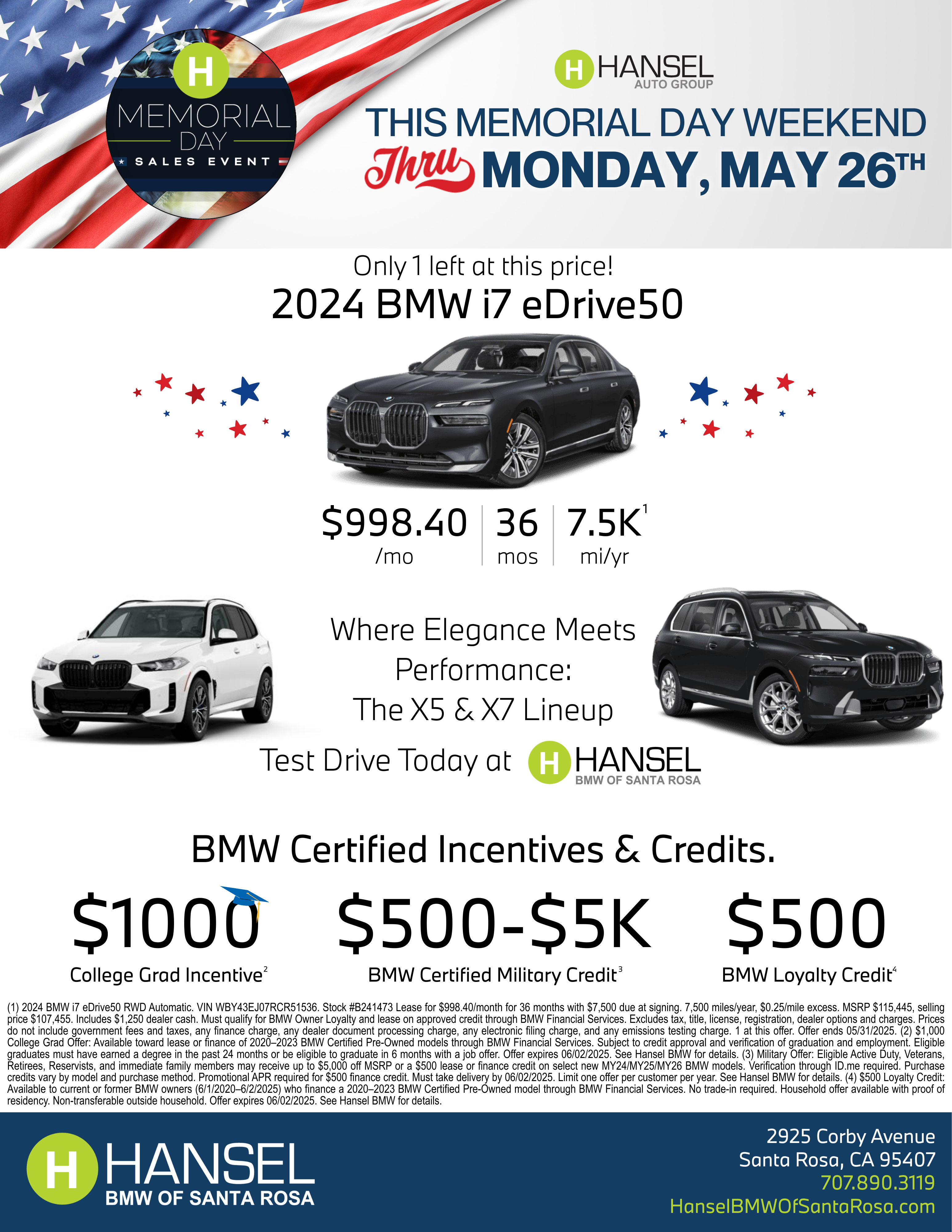 BMW Memorial Day Flyer