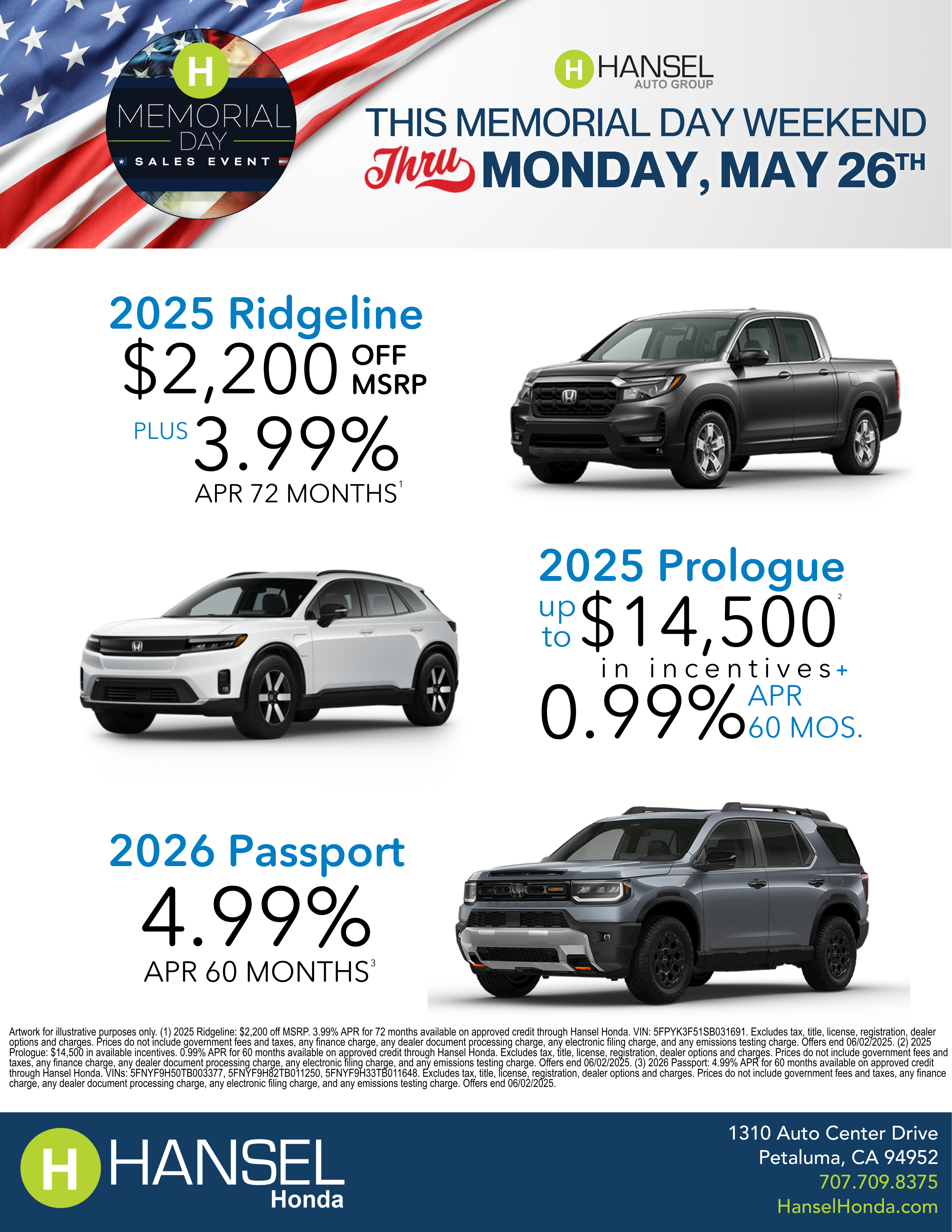 Honda Memorial Day Flyer
