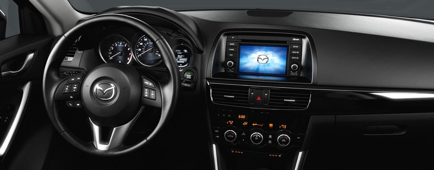 Black interior in a 2015 Mazda CX-5.