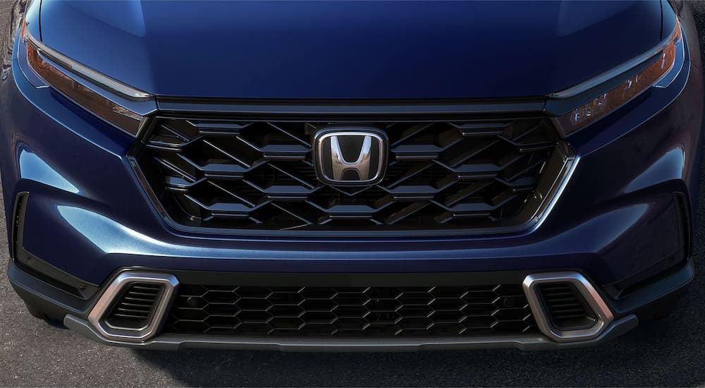 Front of a blue 2025 Honda CR-V Hybrid for sale near Seattle.
