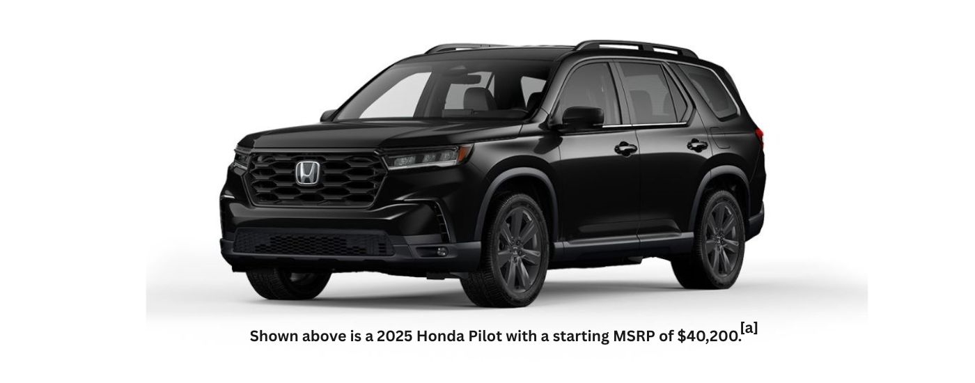 A black 2025 Honda Pilot angled left.