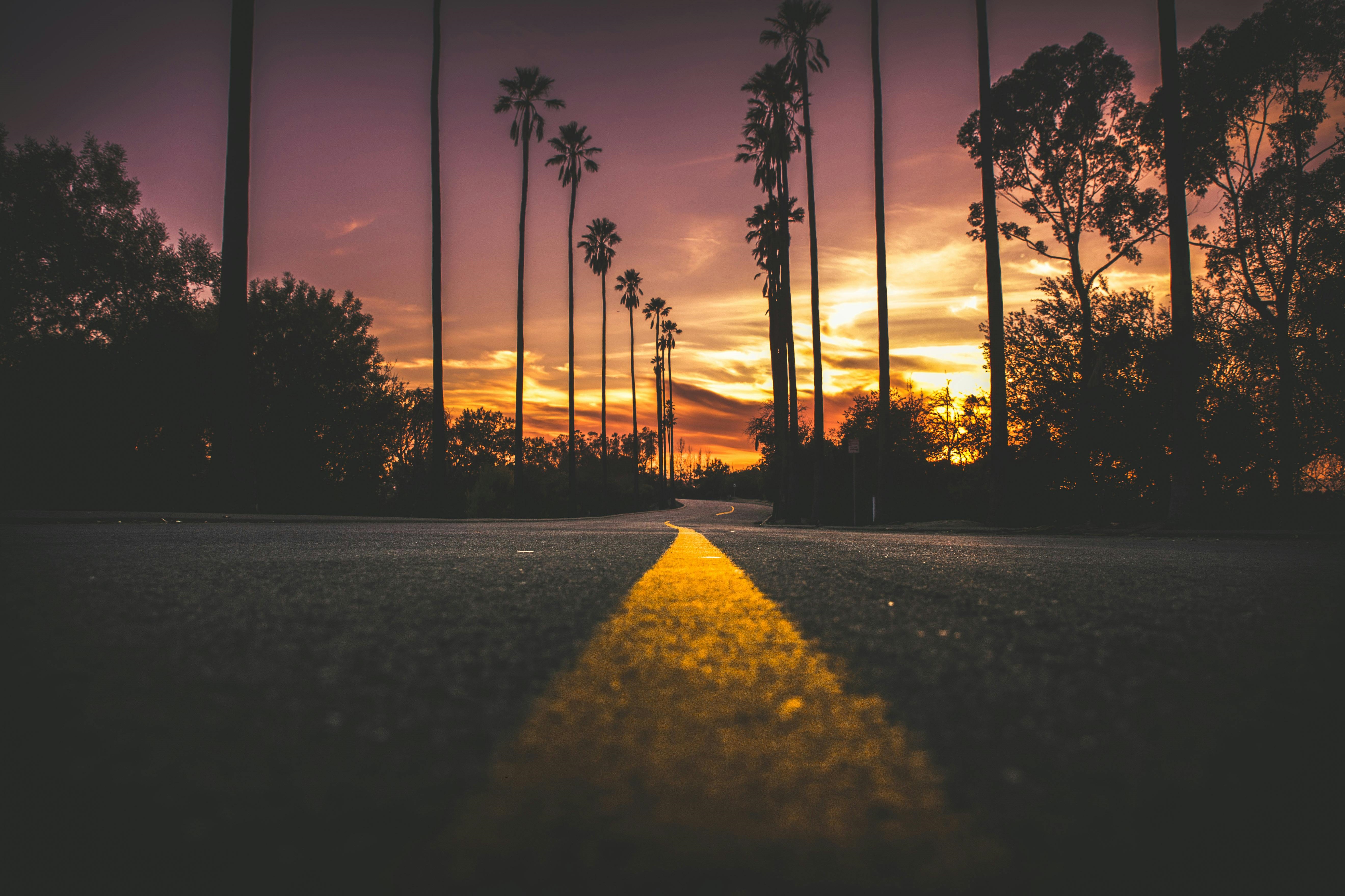 A California street at dusk