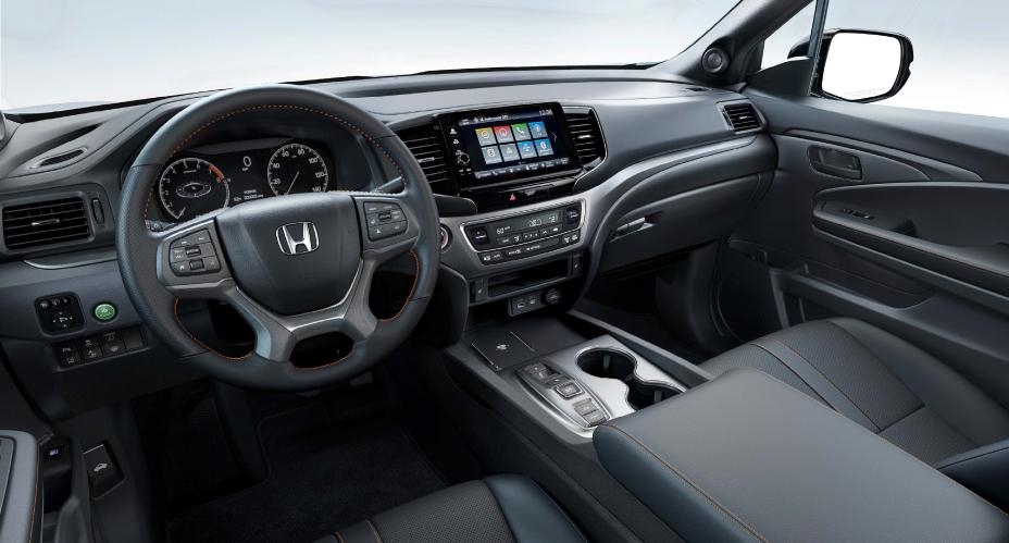 The interior design of the 2025 Honda Ridgeline, emphasizing comfort and technology.