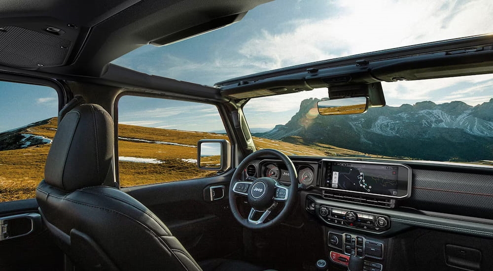 The interior of a 2025 Jeep Wrangler.