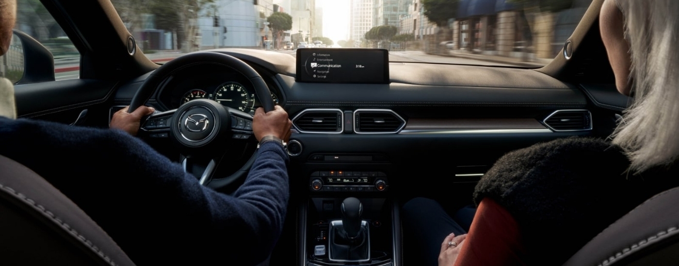 The black interior of a 2025 Mazda CX-5.