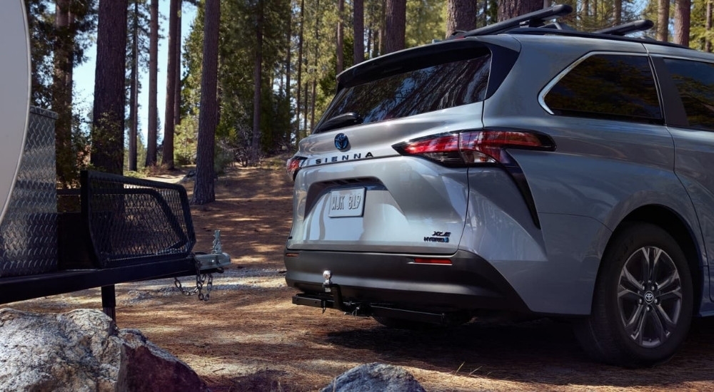 Trailer hitch on a grey 2024 Toyota Sienna XLE Hybrid.
