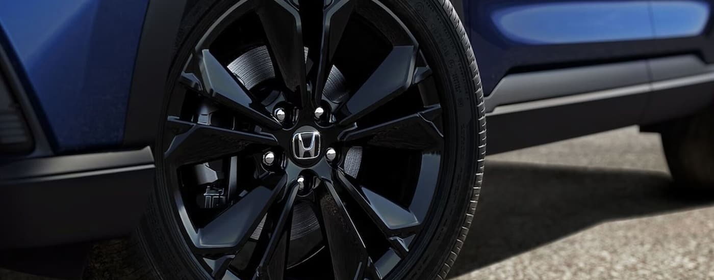 Black rim on a blue 2026 Honda CR-V.