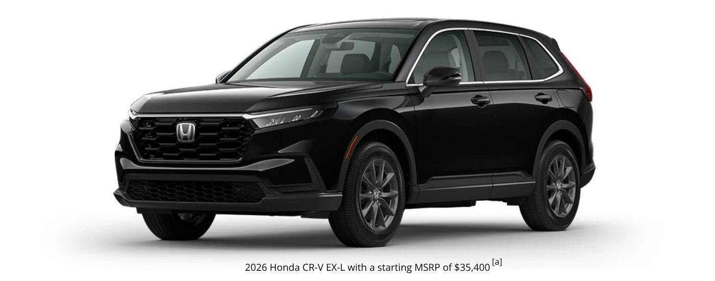 Black 2026 Honda CR-V EX-L angled left.