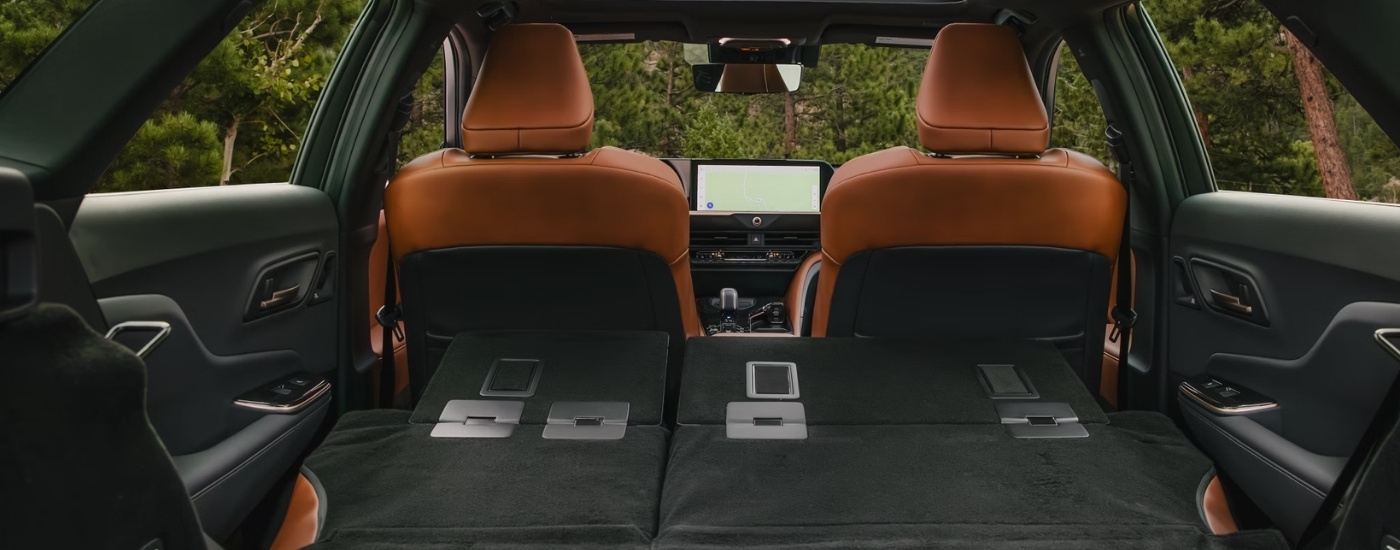 The interior of a 2025 Toyota Crown Signia from the rear hatch opening.