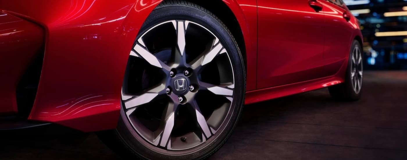 Close-up of the wheel on a 2026 Honda Civic.