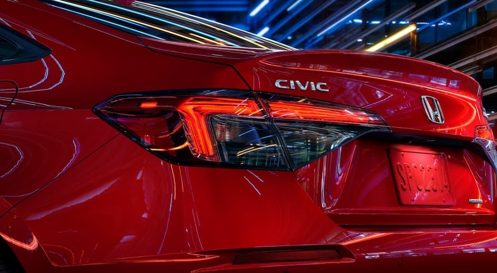 Trunk and brake light on a red 2025 Honda Civic
