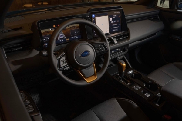 2026 Subaru Outback Wilderness coming soon to Castle Subaru McHenry interior dashboard and steering wheel.