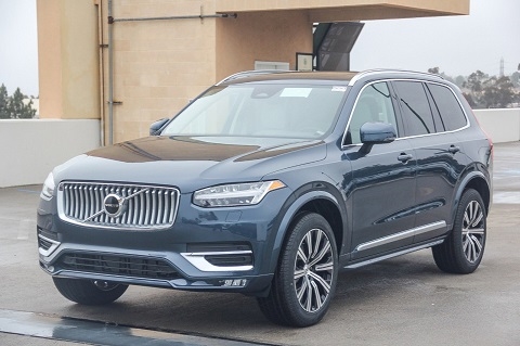 blue 2026 Volvo XC90 SUV parked at the Volvo Cars Mission Viejo dealership in Mission Viejo, CA