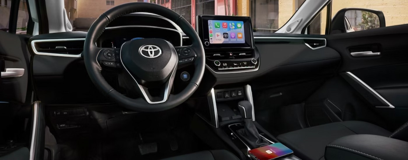 The black dash in a 2025 Toyota Corolla Cross.