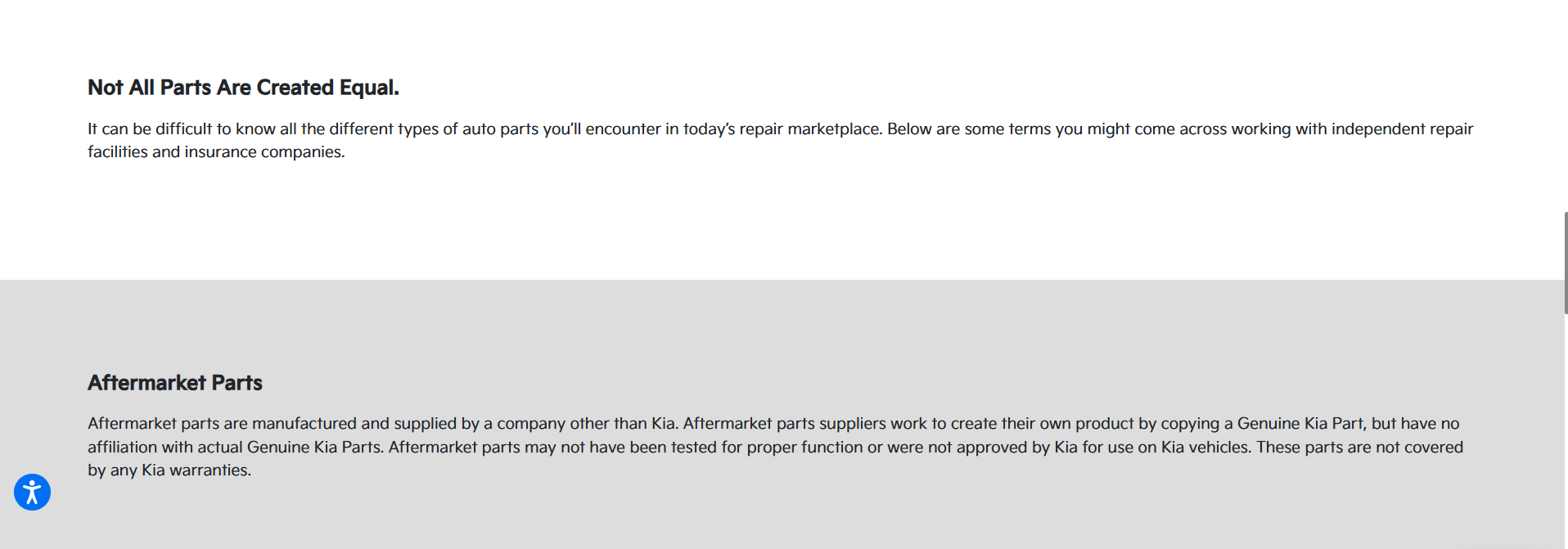 Kia Parts Department