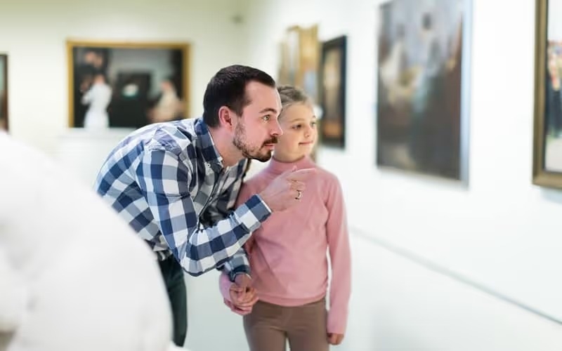 Looking at art in a St. Petersburg Museum