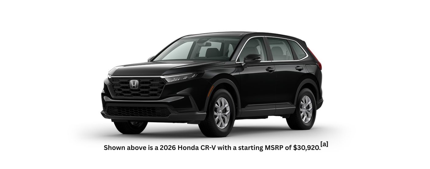 A black 2026 Honda CR-V angled left.