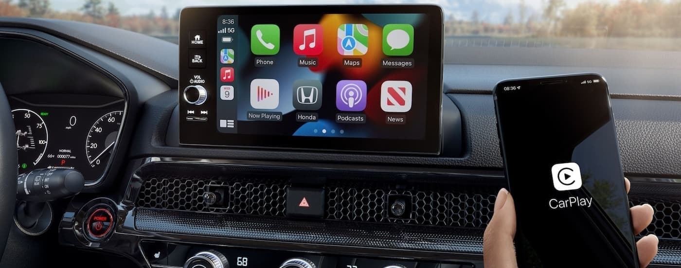 Close-up of the infotainment screen in a 2025 Honda CR-V Hybrid.