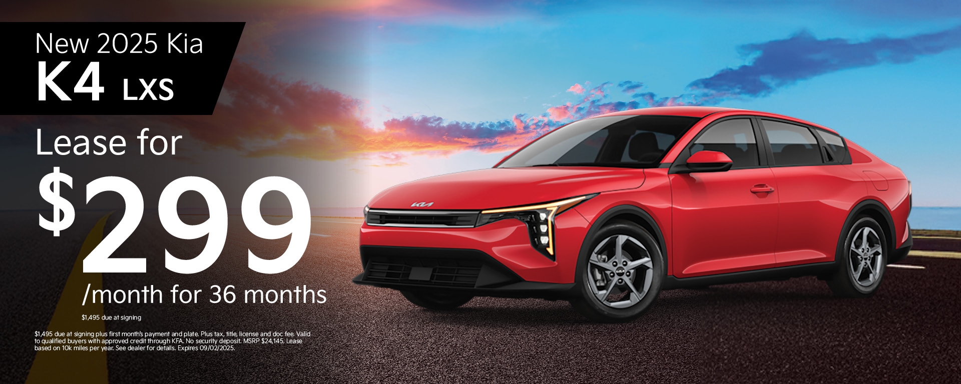 New 2025 Kia K4 LXS Lease for $299