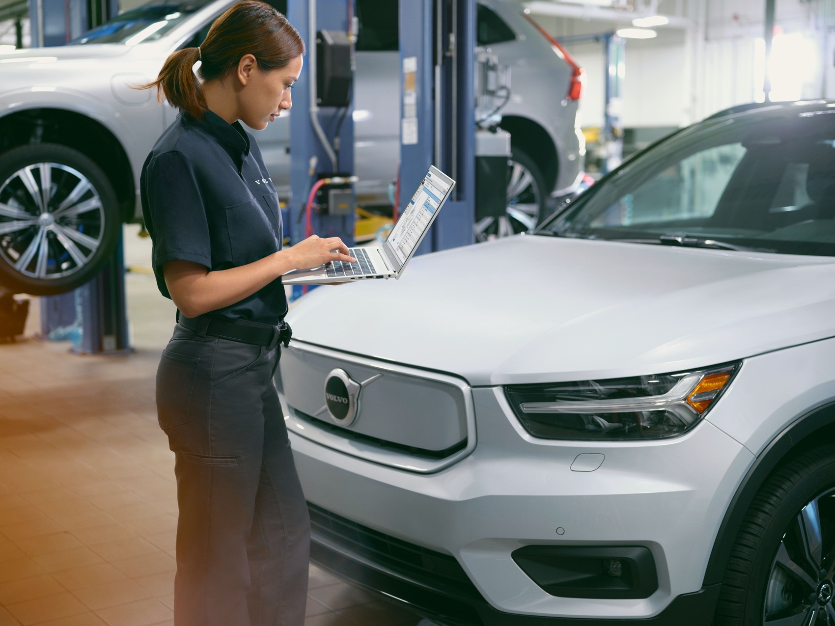 Volvo Service Center near Me - Technician running diagnostics on a Volvo vehicle
