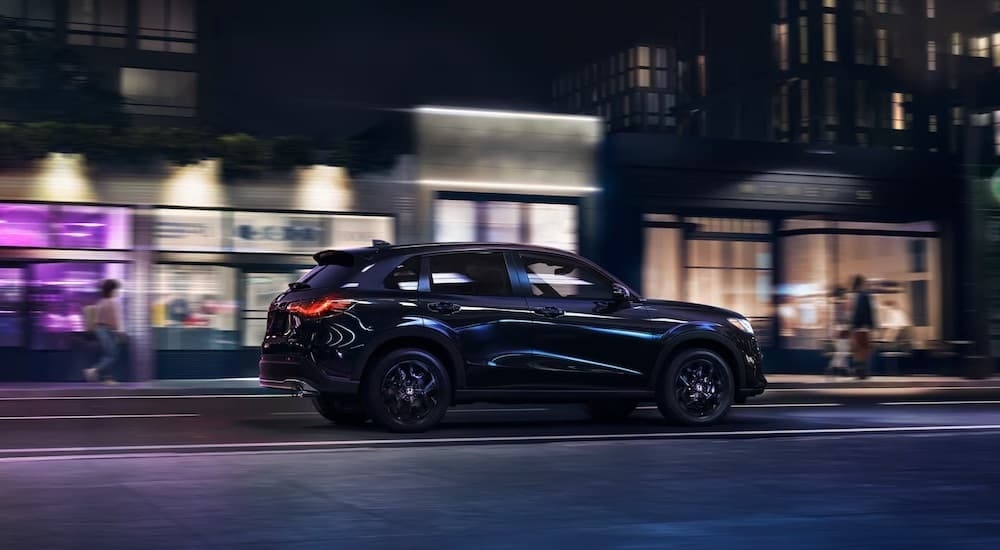 A black 2025 Honda HR-V from the side.