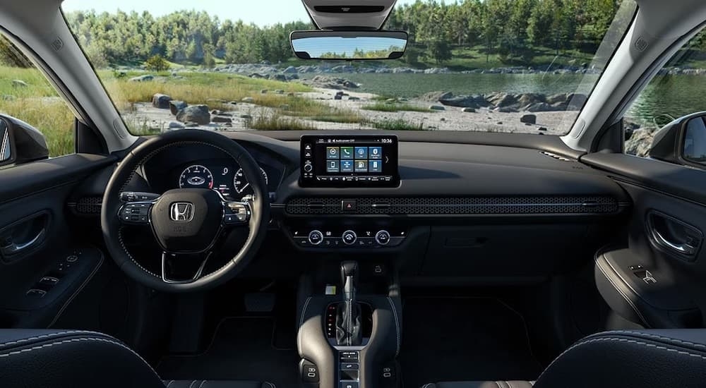 The black interior of a 2025 Honda HR-V.