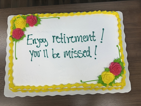 Tim Cullen's retirement cake at his retirement party at the Chalmers Ford dealership in Albuquerque, NM