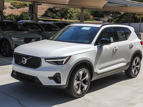 white 2026 Volvo XC40 SUV parked at the Volvo Cars Mission Viejo dealership in Mission Viejo, CA