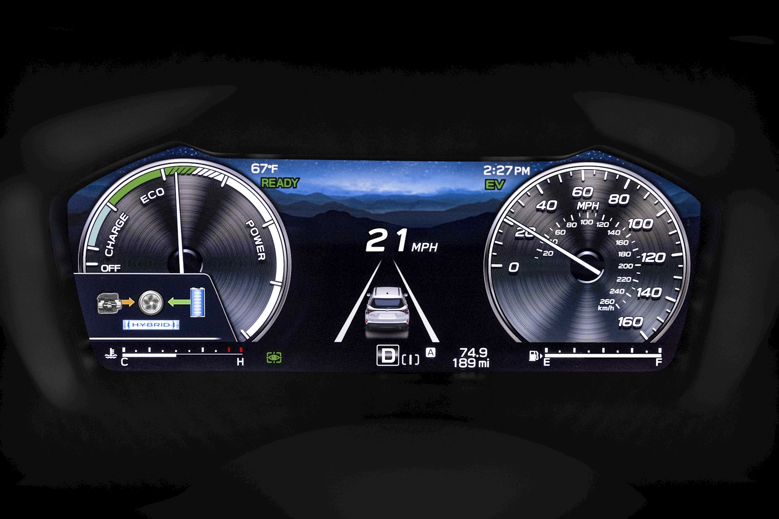 Forester Hybrid dashboard with the READY indicator in the top-left
