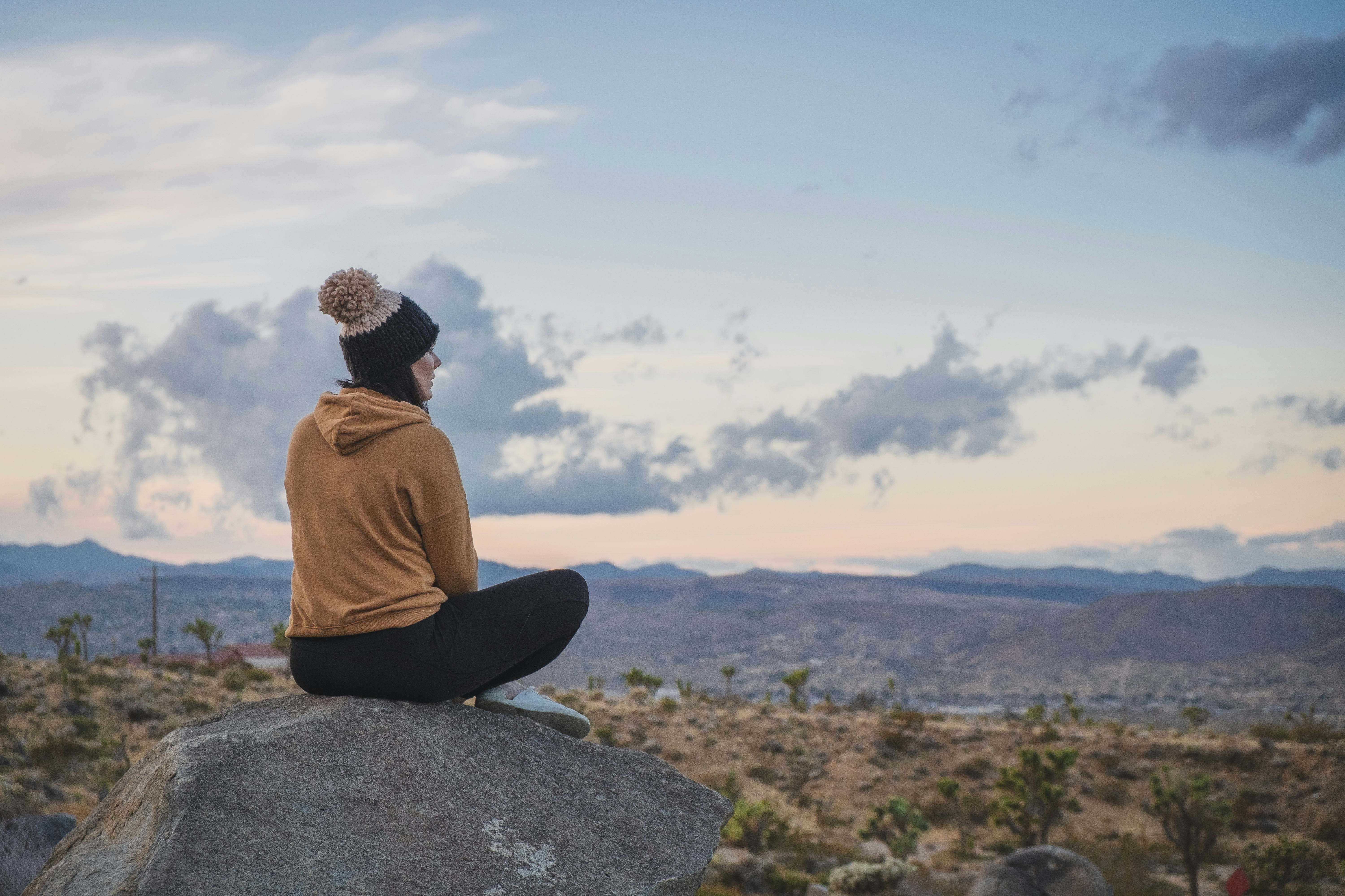 A woman overlooking the California desert