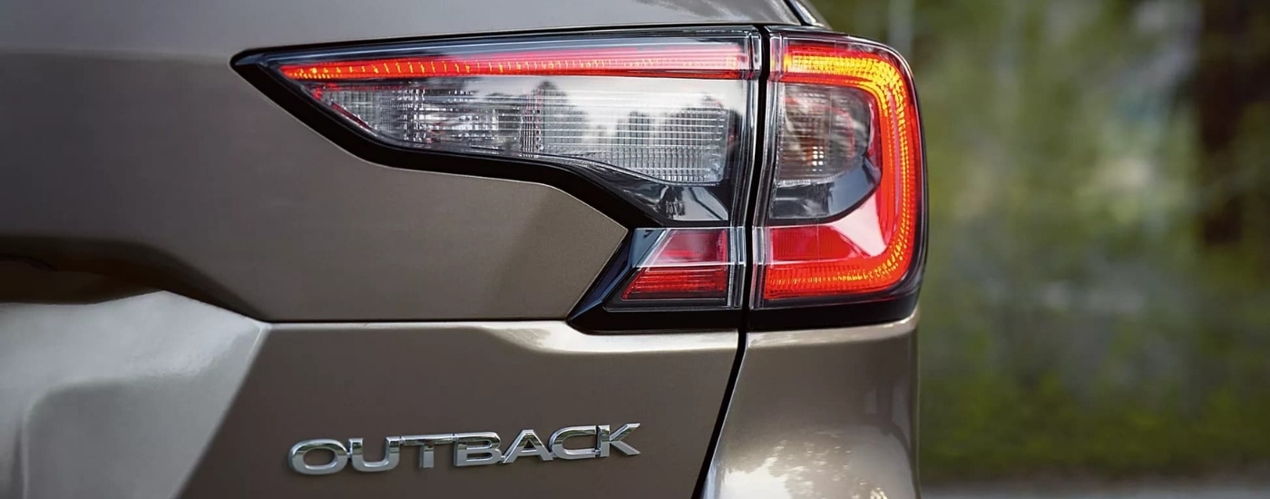 Passenger side taillight on a tan 2023 Subaru Outback