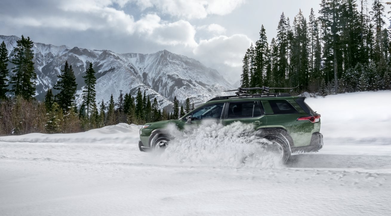 Subaru Driving in the snow