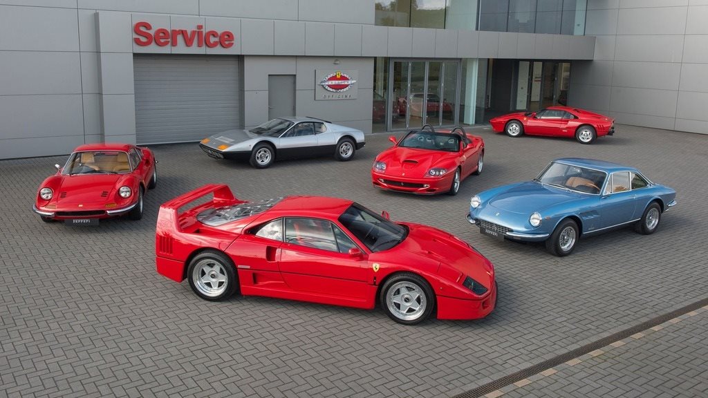 Classic Ferrari undergoing meticulous Vintage Car Service by factory-trained technicians at Ferrari of Rancho Mirage, CA