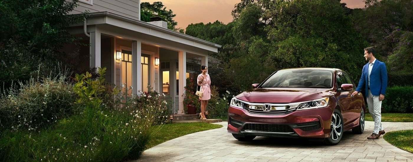 Red used 2017 Honda Accord for sale near Tenafly parked on a driveway.