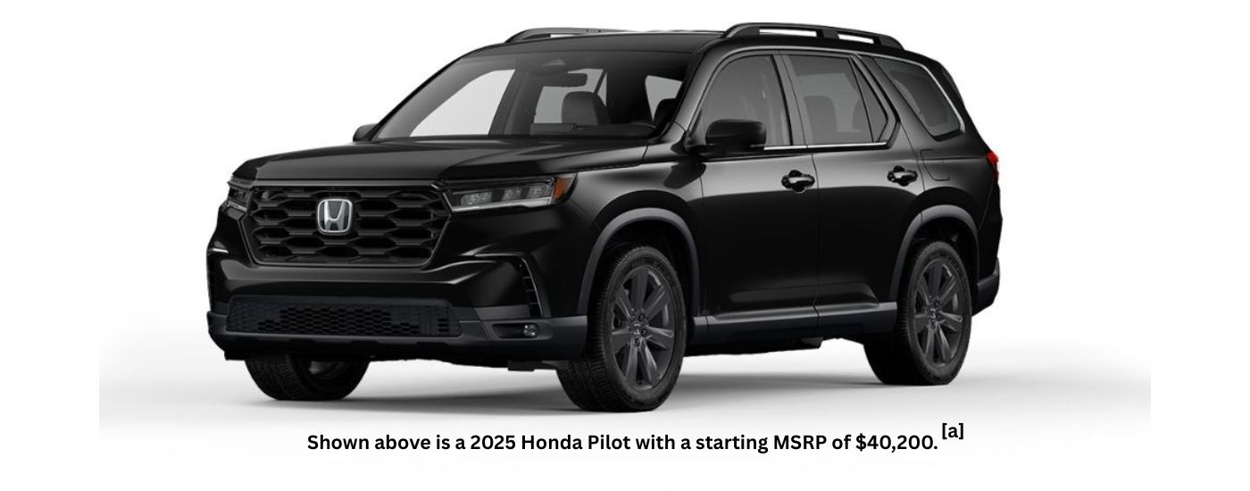 A black 2025 Honda Pilot angled left.