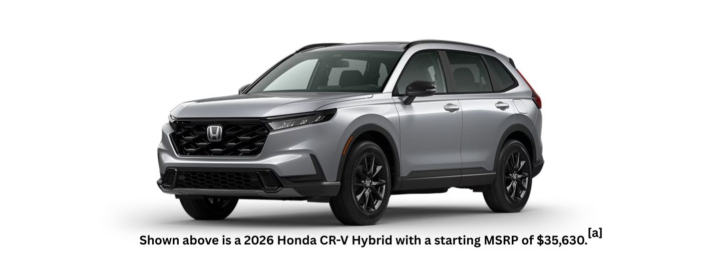 A silver 2026 Honda CR-V Hybrid angled left.