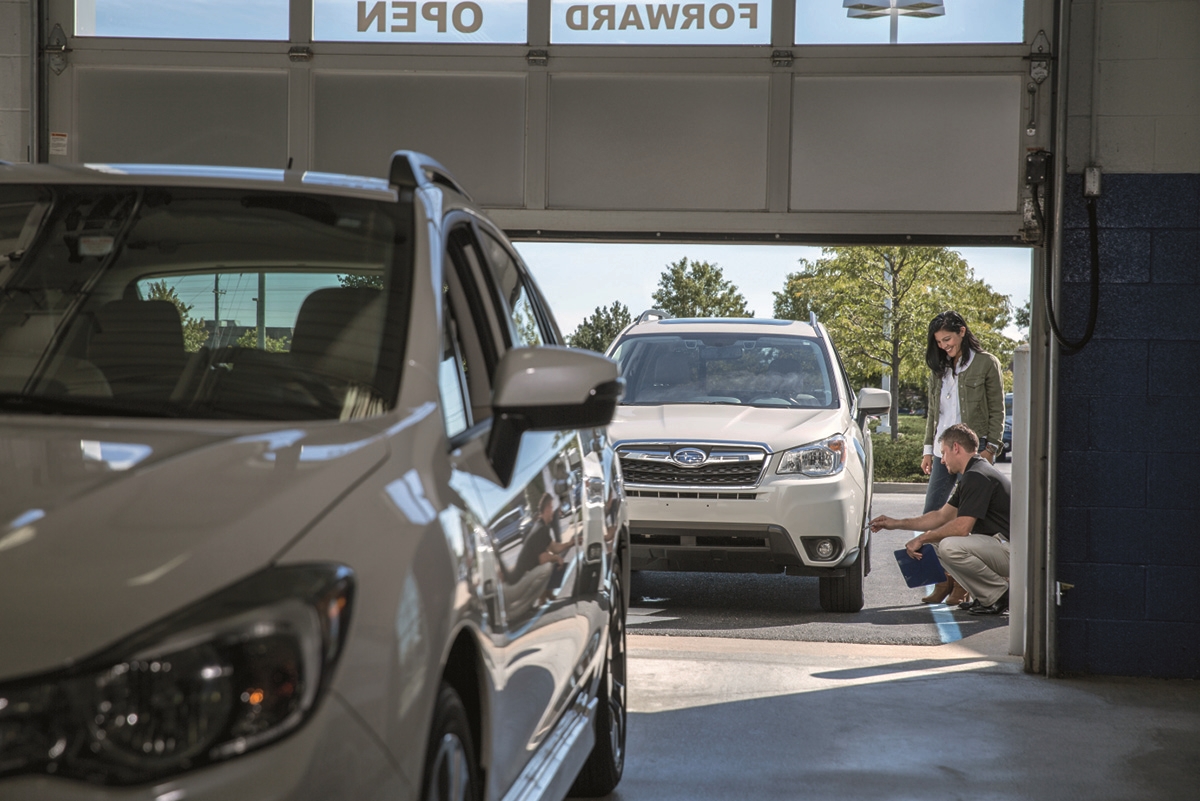 Subaru in service garage